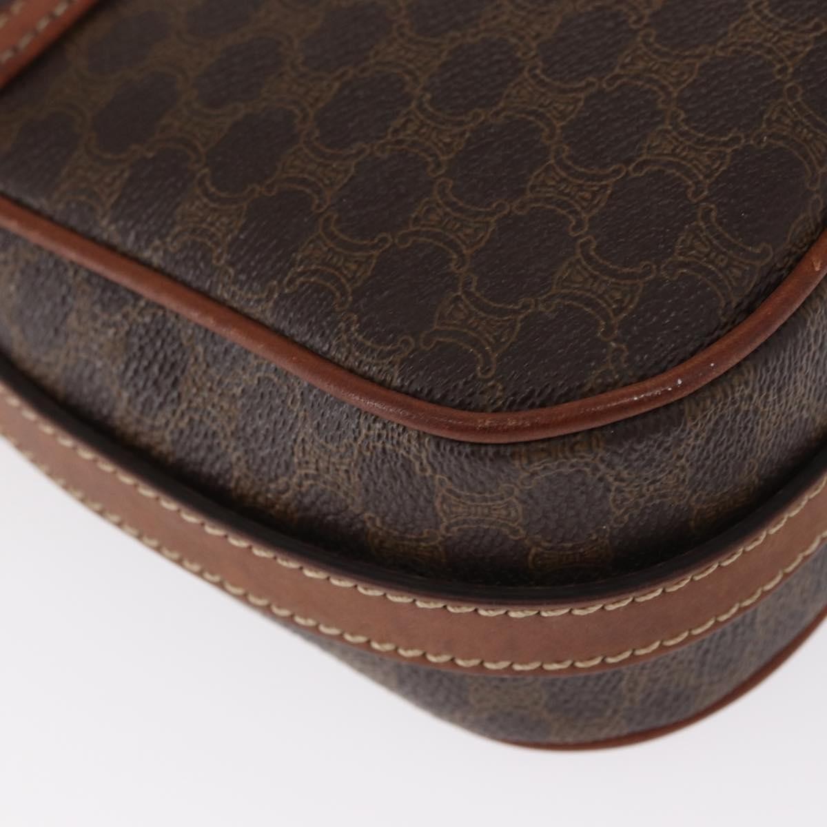 Celine CELINE Macadam Canvas Shoulder Bag PVC Leather Brown Gold Authentic BA9074