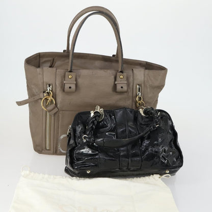 Chloé Chloé Chloe Tote Bag Leather 2 Set Black Beige Authentic bs31501