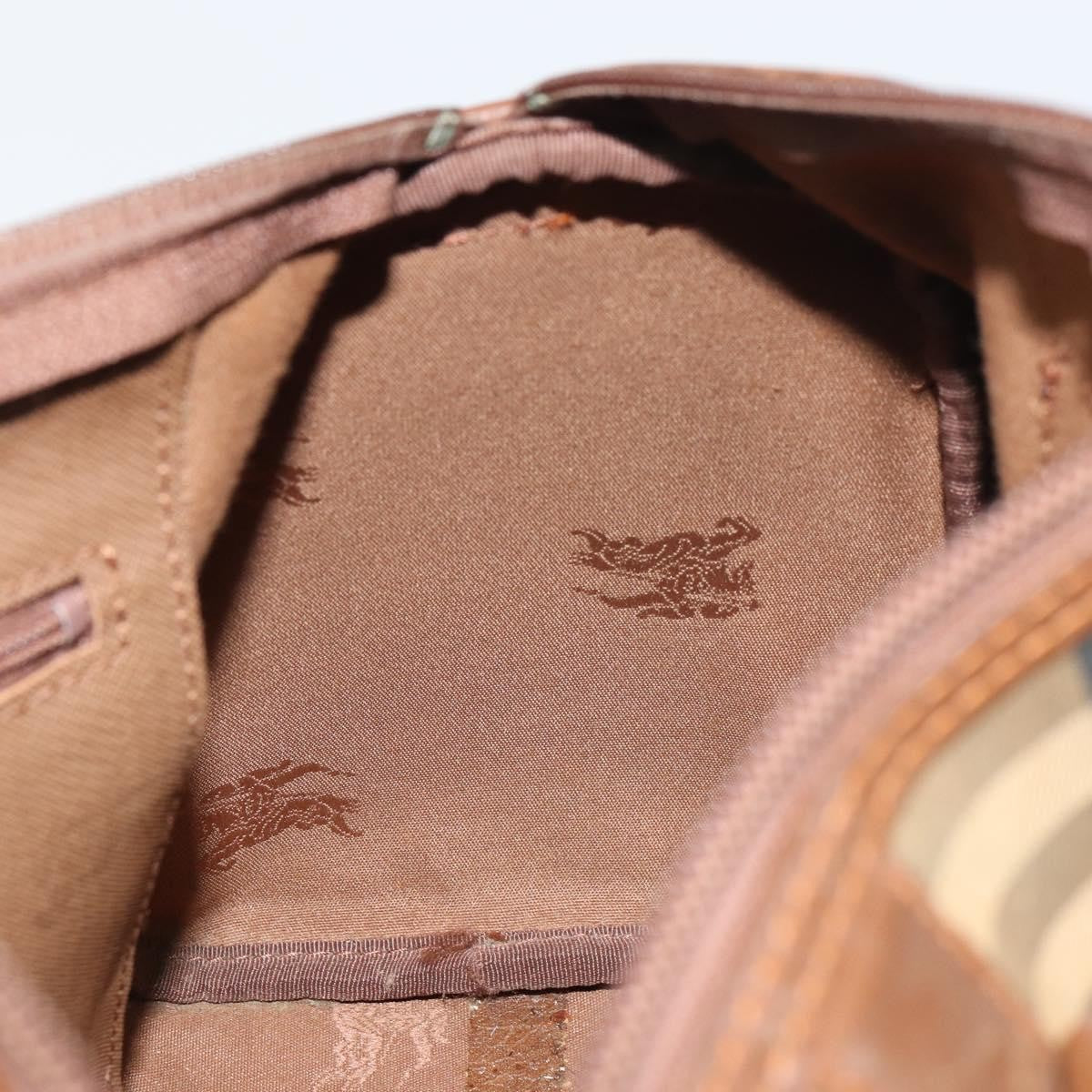Burberrys Burberrys Nova Check Hand Bag Canvas Leather Beige Gold Authentic mr1638
