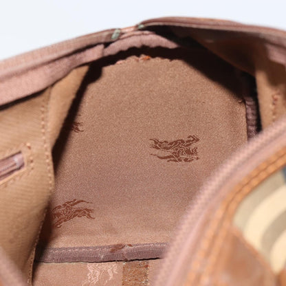 Burberrys Burberrys Nova Check Hand Bag Canvas Leather Beige Gold Authentic mr1638