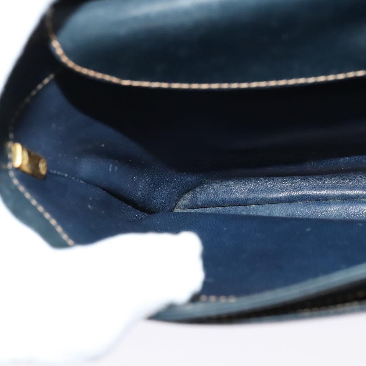 Gucci GUCCI Shoulder Bag Leather Navy Gold Authentic BD2006
