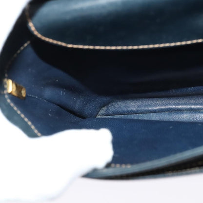 Gucci GUCCI Shoulder Bag Leather Navy Gold Authentic BD2006