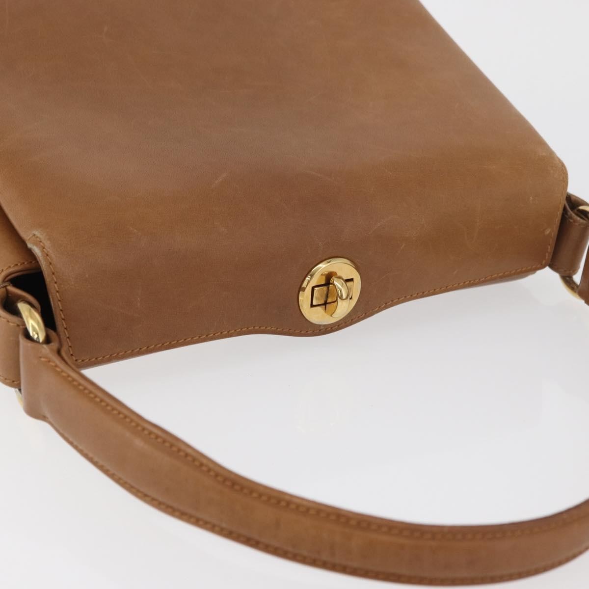 Gucci GUCCI Hand Bag Leather Brown Gold Authentic ka3873