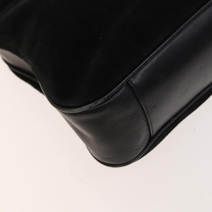 Gucci GUCCI Bamboo Shoulder Bag Suede 2way Black Gold 001 2404 16380 Authentic ti3280