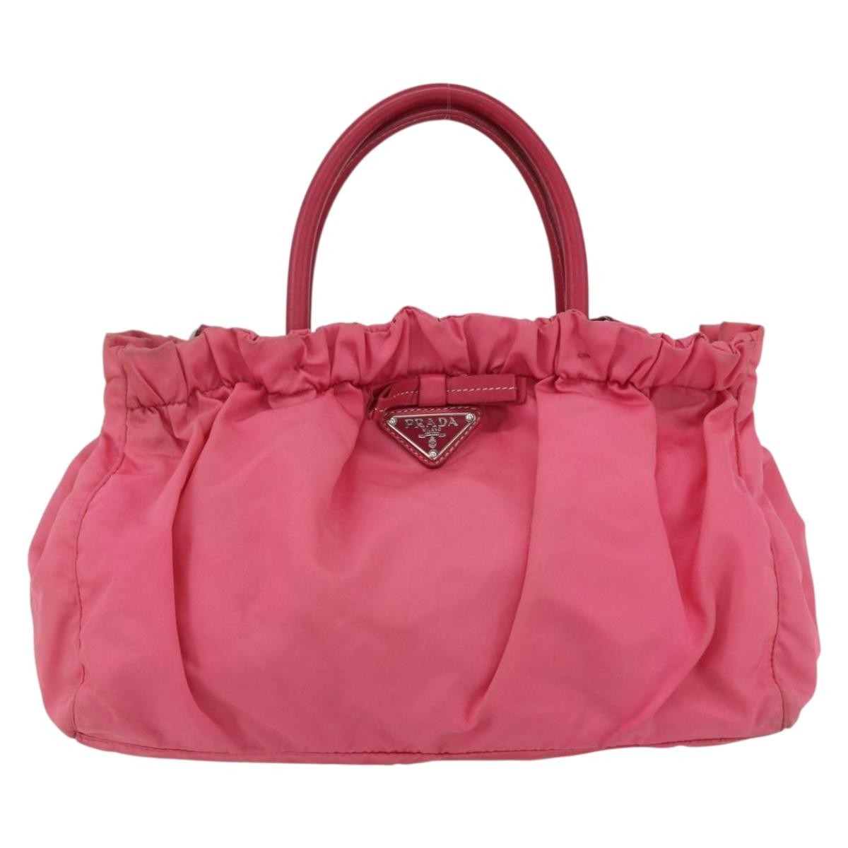 Prada PRADA Hand Bag Nylon 2way Pink Gold Authentic 159239