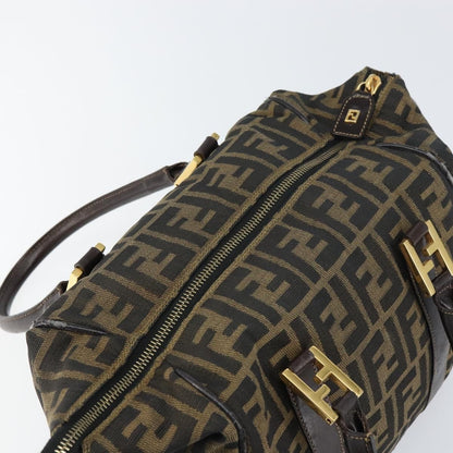 Fendi FENDI Zucca Canvas Hand Bag Black Brown gold Authentic 155701