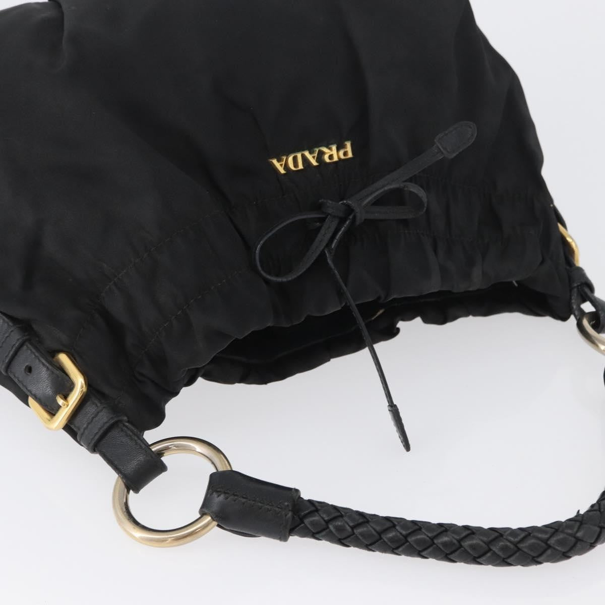 Prada PRADA Hand Bag Nylon Black Gold Authentic 172825