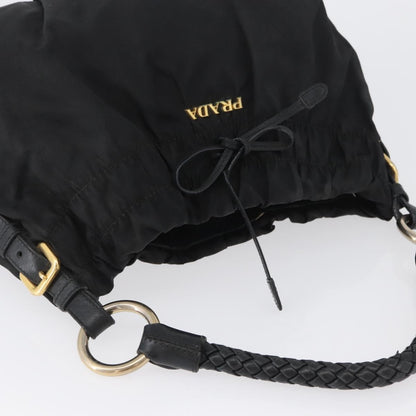 Prada PRADA Hand Bag Nylon Black Gold Authentic 172825