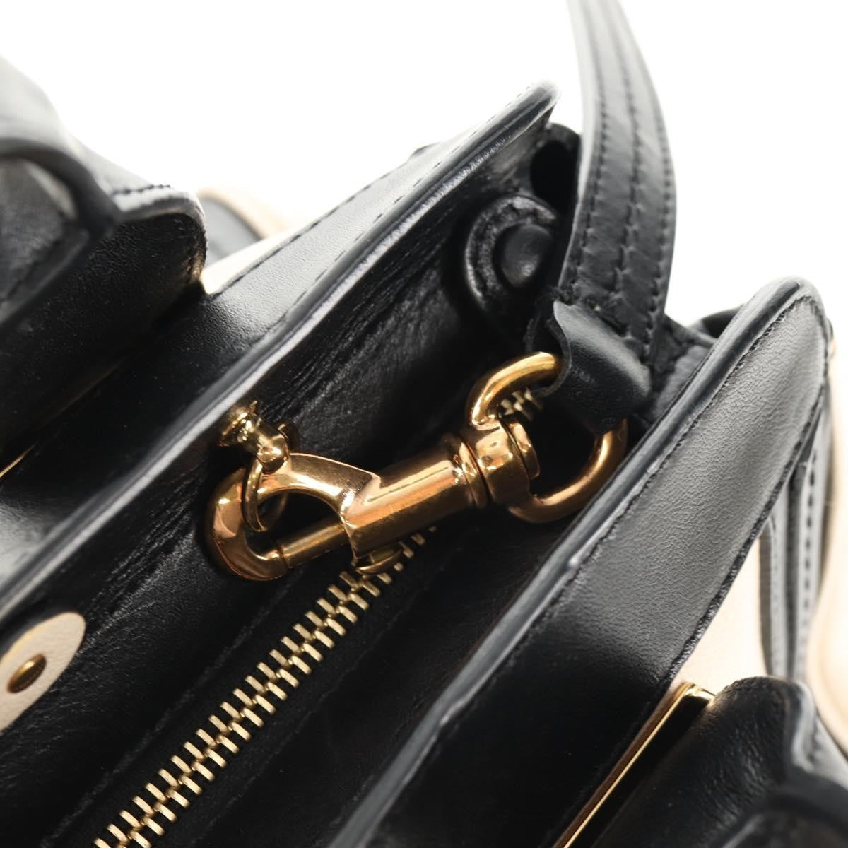 Chloé Chloé Chloe Alice Hand Bag Leather 2way White Black Authentic BA6836