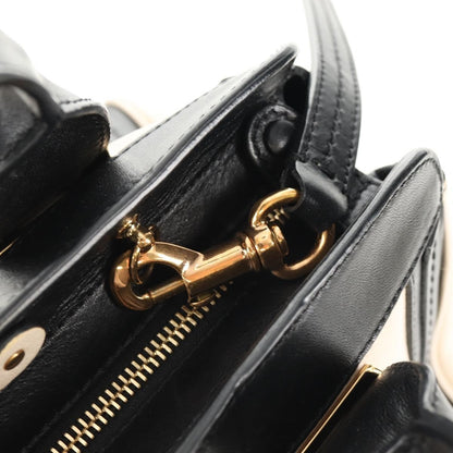 Chloé Chloé Chloe Alice Hand Bag Leather 2way White Black Authentic BA6836