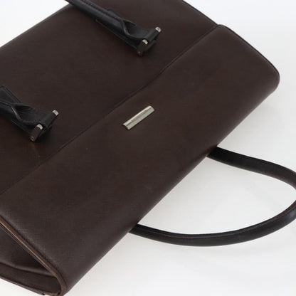 Burberry BURBERRY Hand Bag Leather Brown Silver Authentic BA10747