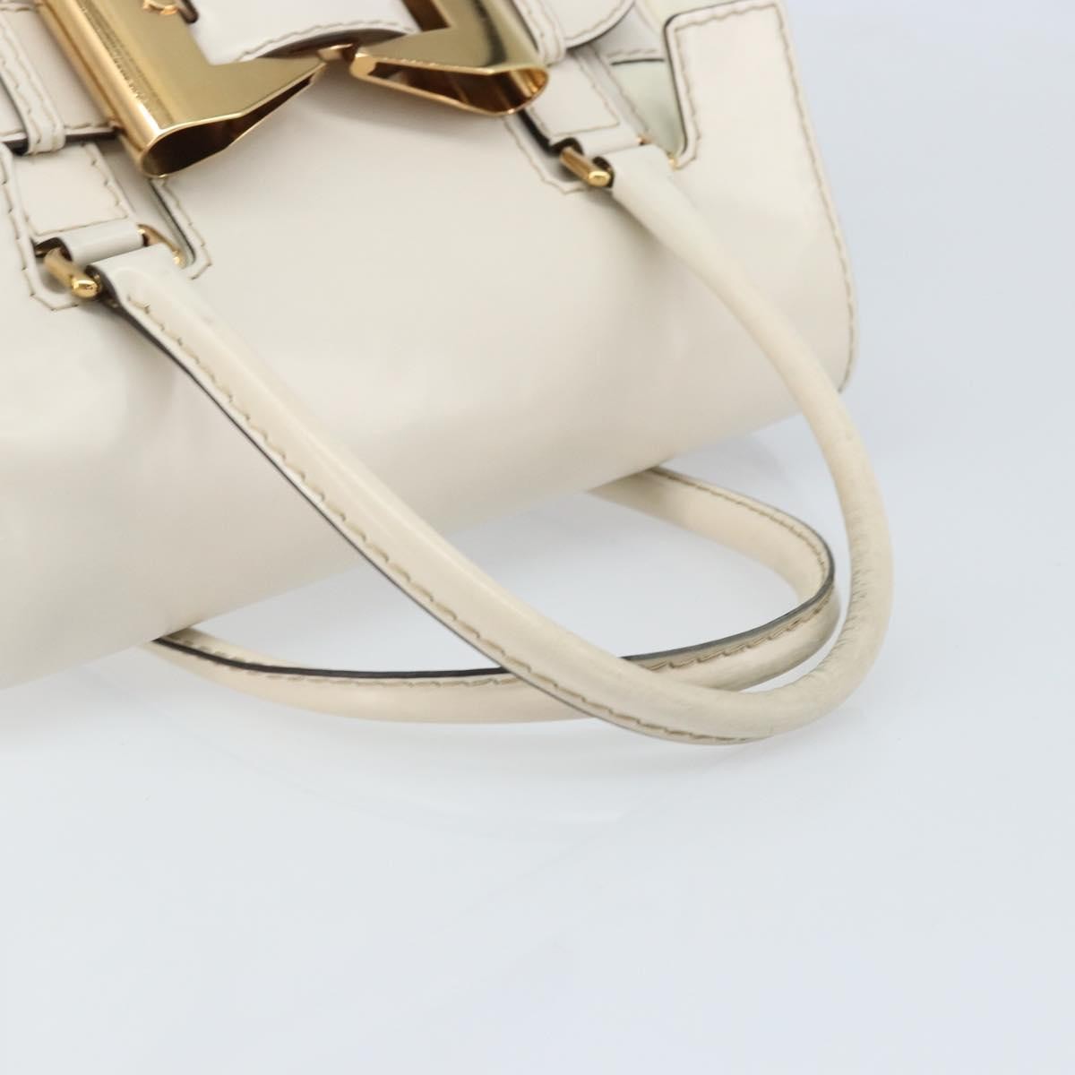 Gucci GUCCI Hand Bag Leather White Gold 189883 Authentic ka2690