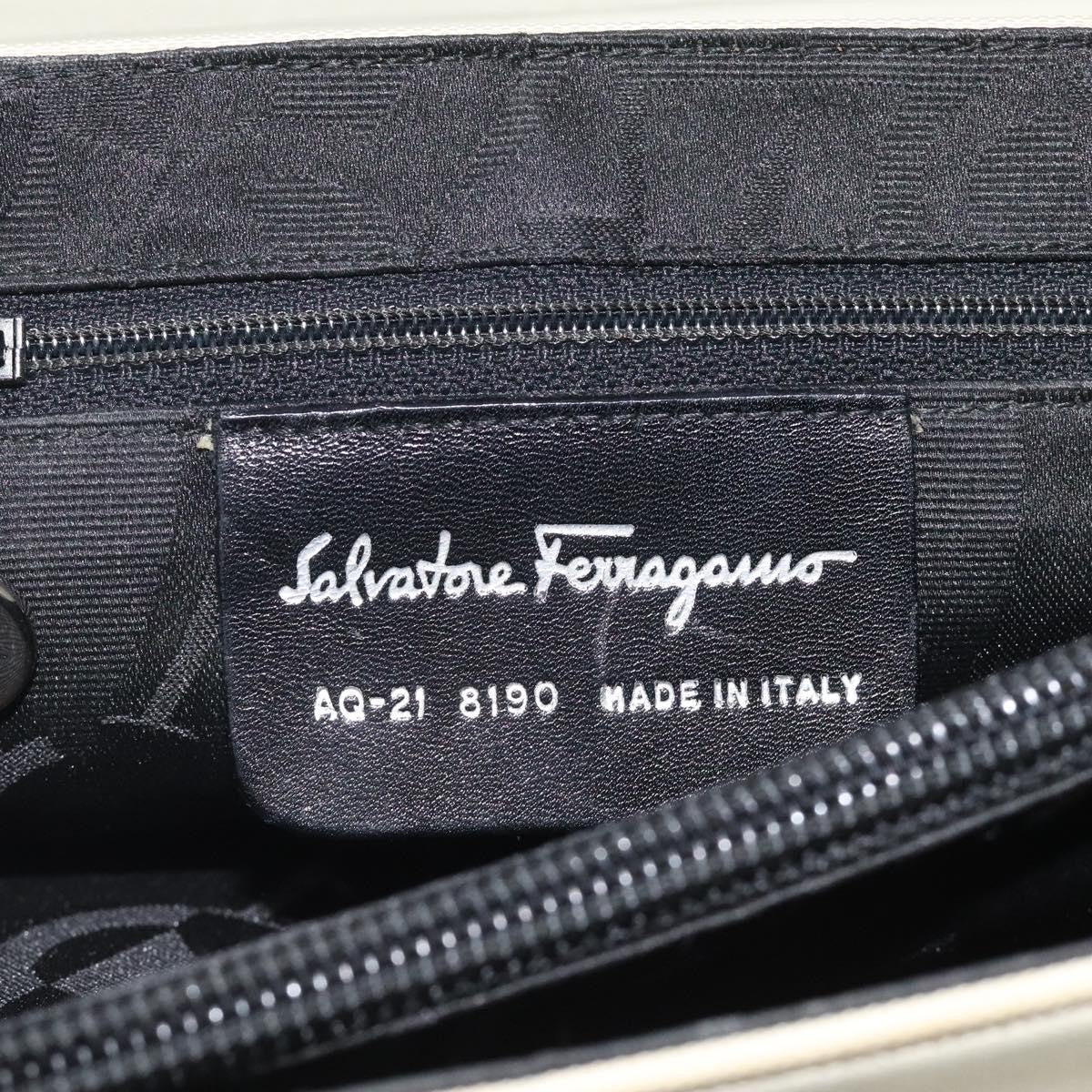 Salvatore Ferragamo Salvatore Ferragamo Gancini Shoulder Bag Canvas White Silver Authentic bs25930