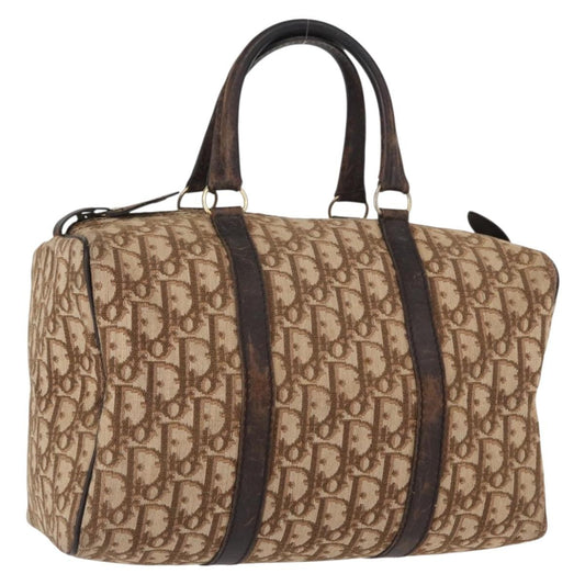 Dior Christian Dior Trotter Canvas Hand Bag Brown Gold Authentic ka627