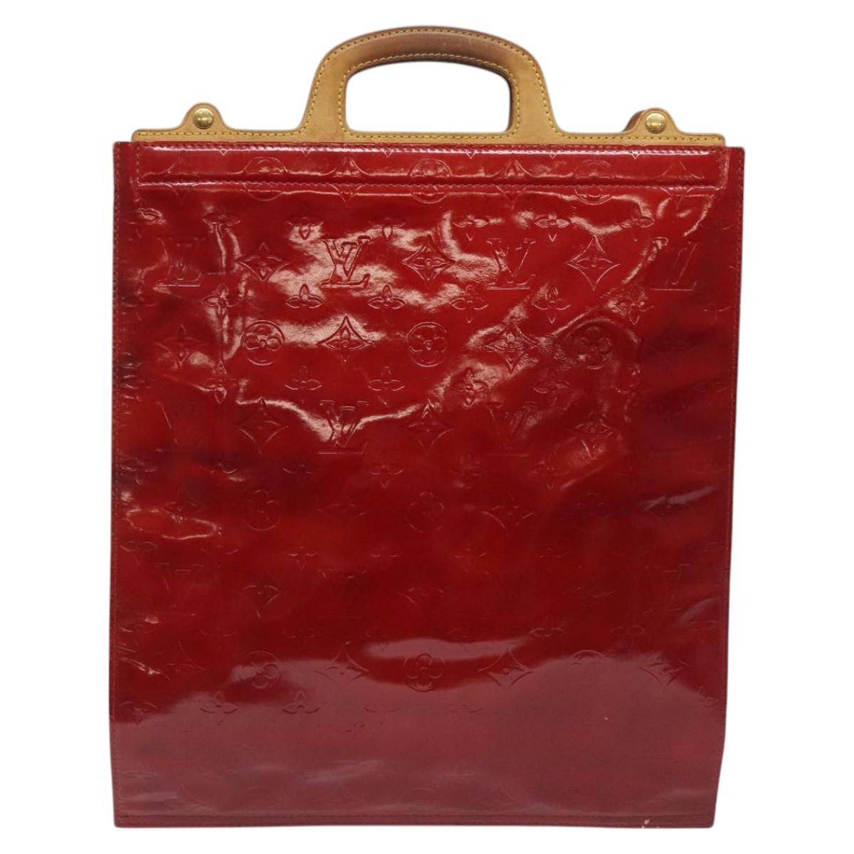 Louis Vuitton LOUIS VUITTON Monogram Vernis Stanton Tote Bag Red M91078 LV Authentic EC405