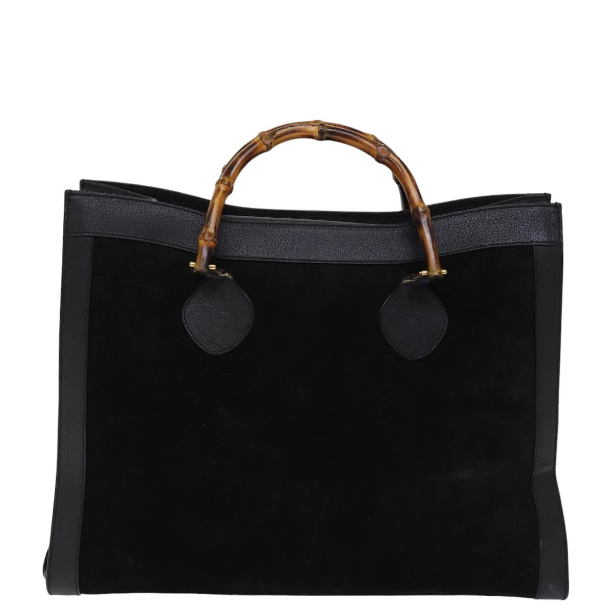 Gucci GUCCI Bamboo Tote Bag Suede Black 002 1186 0259 Authentic 75677