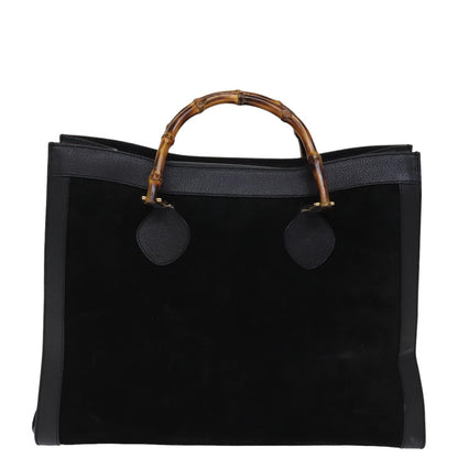 Gucci GUCCI Bamboo Tote Bag Suede Black 002 1186 0259 Authentic 75677