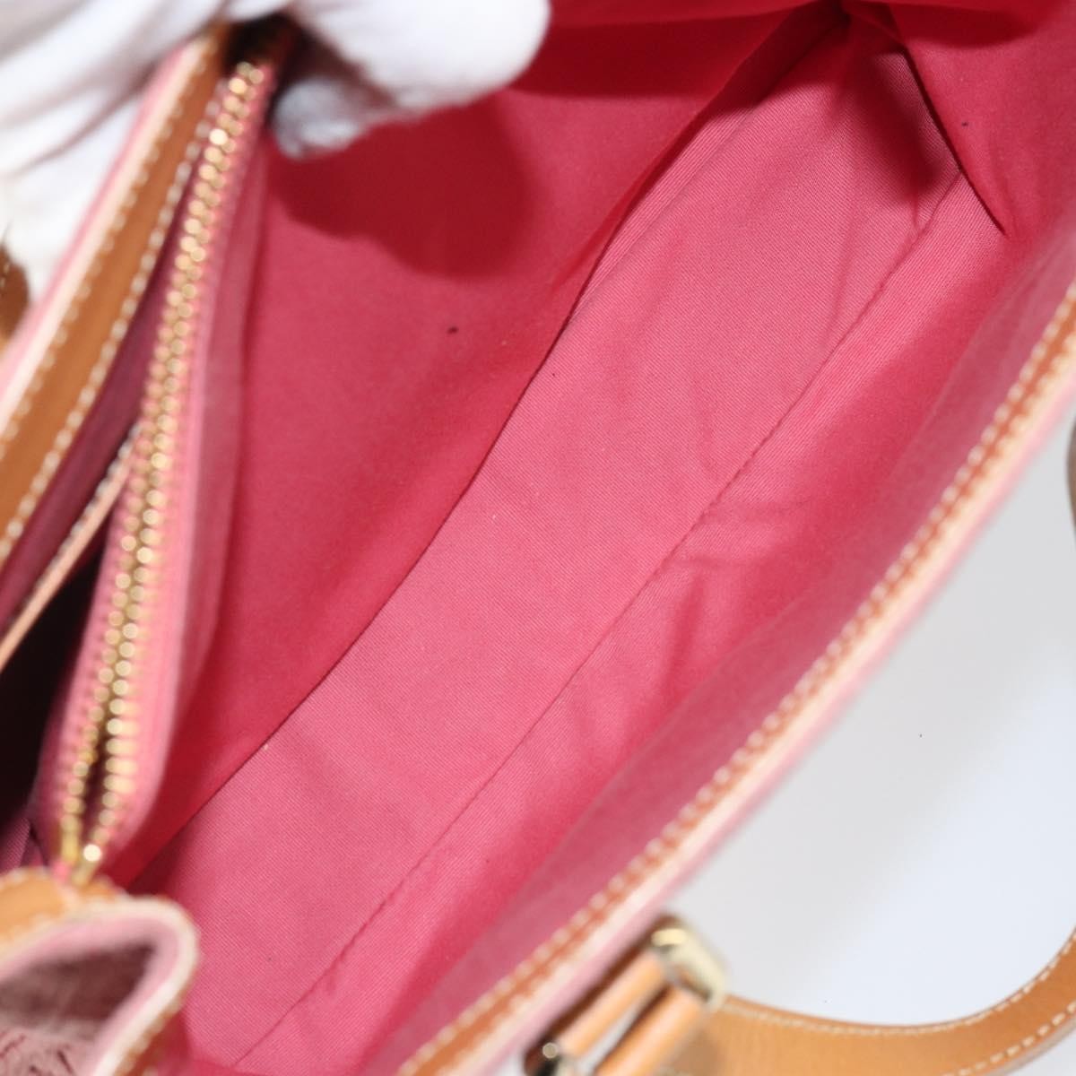 Celine CELINE C Macadam Canvas Hand Bag Suede Pink Gold Authentic bs29469