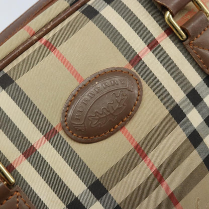 Burberry BURBERRY Nova Check Hand Bag Canvas Gold Beige Authentic bs33928
