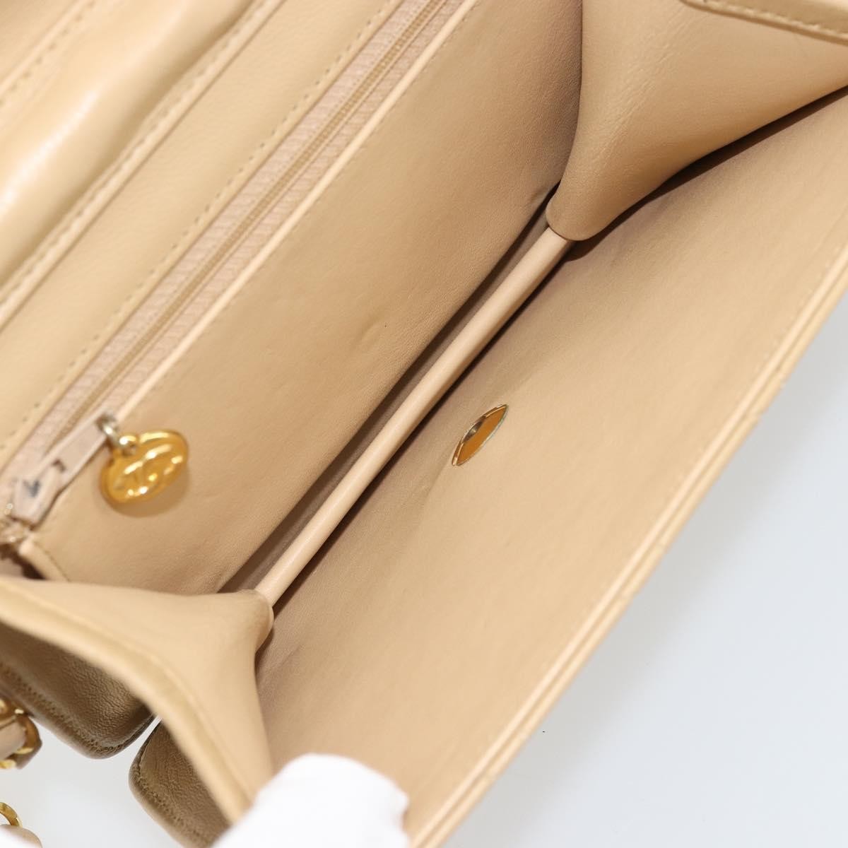 Chanel CHANEL Chain Shoulder Bag Lamb Skin Beige Gold CC Authentic mr2475V