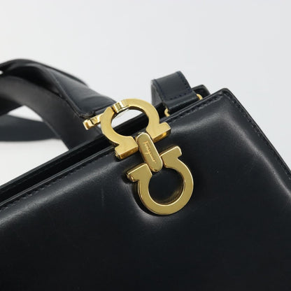 Salvatore Ferragamo Salvatore Ferragamo Gancini Hand Bag Leather 2way Navy Gold Authentic ARZ896