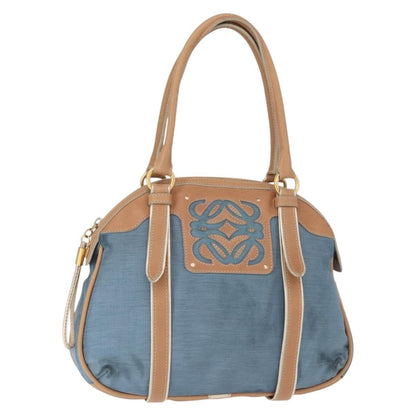 Loewe LOEWE Anagram Hand Bag Nylon Blue Gold Authentic bs31204