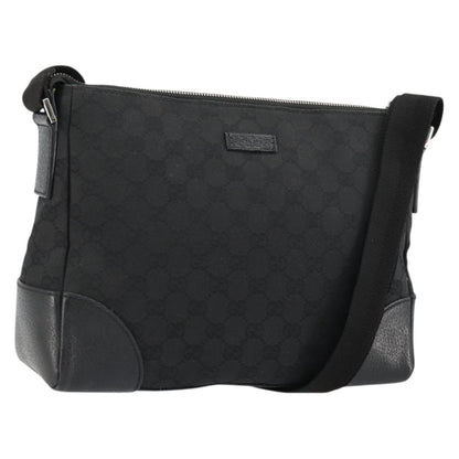 Gucci GUCCI GG Canvas Shoulder Bag Black Silver 114273 Authentic ep14561