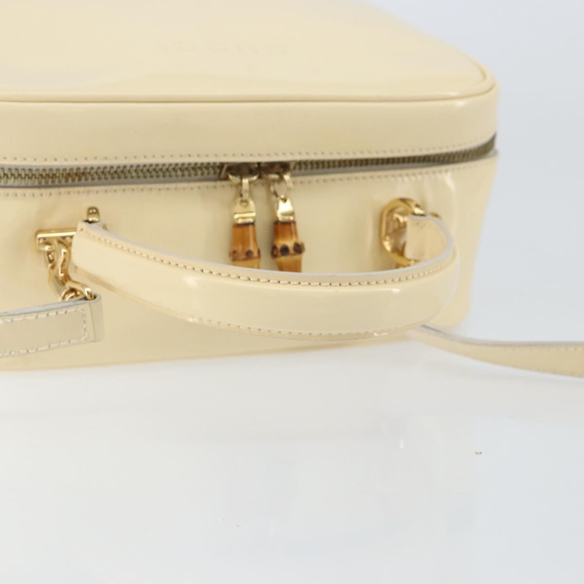 Gucci GUCCI Bamboo Hand Bag Enamel 2way Outlet White Gold 000 270 0323 Authentic 147500
