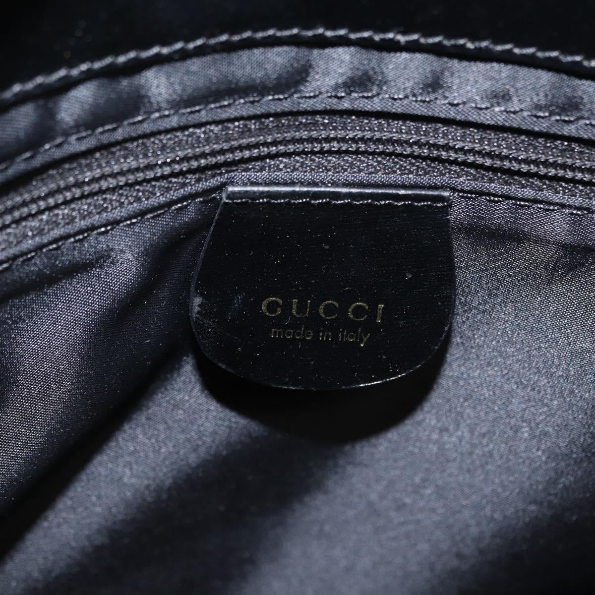 Gucci GUCCI Hand Bag Leather Black Gold Authentic BA9107