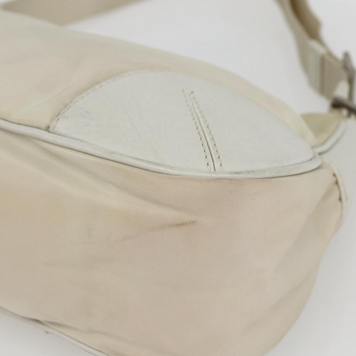 Prada PRADA Shoulder Bag Nylon Leather Ivory Silver Authentic 163087