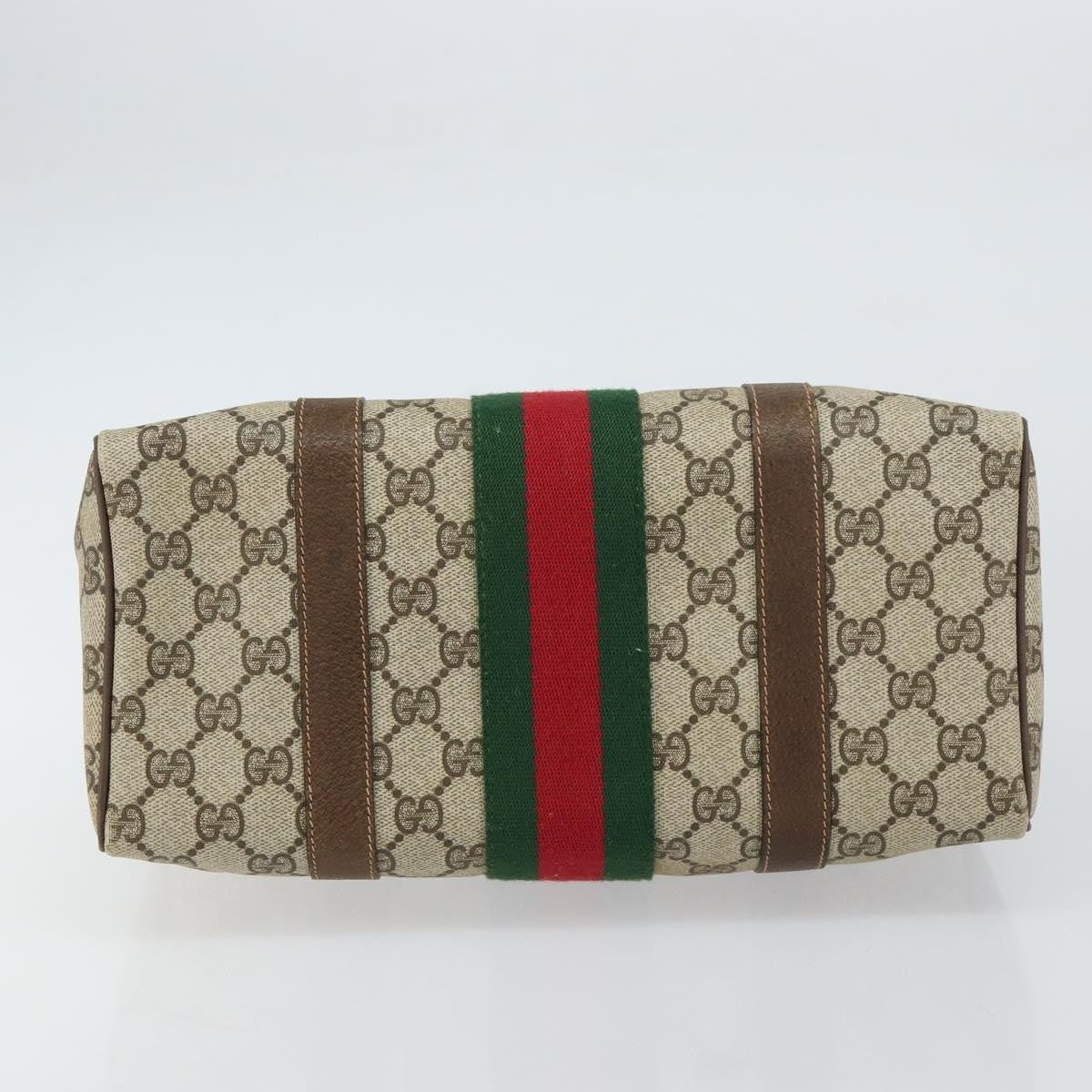 Gucci GUCCI GG Supreme Web Sherry Line Boston Bag PVC Beige Gold 010 378 Authentic 159328