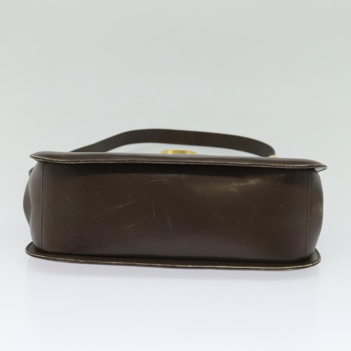 Salvatore Ferragamo Salvatore Ferragamo Gancini Shoulder Bag Leather Brown Gold Authentic 128109