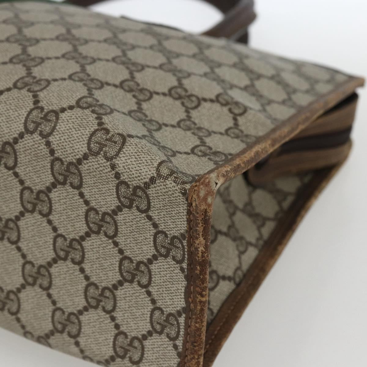 Gucci GUCCI GG Supreme Web Sherry Line Hand Bag PVC Beige Gold 010 378 Authentic 162305