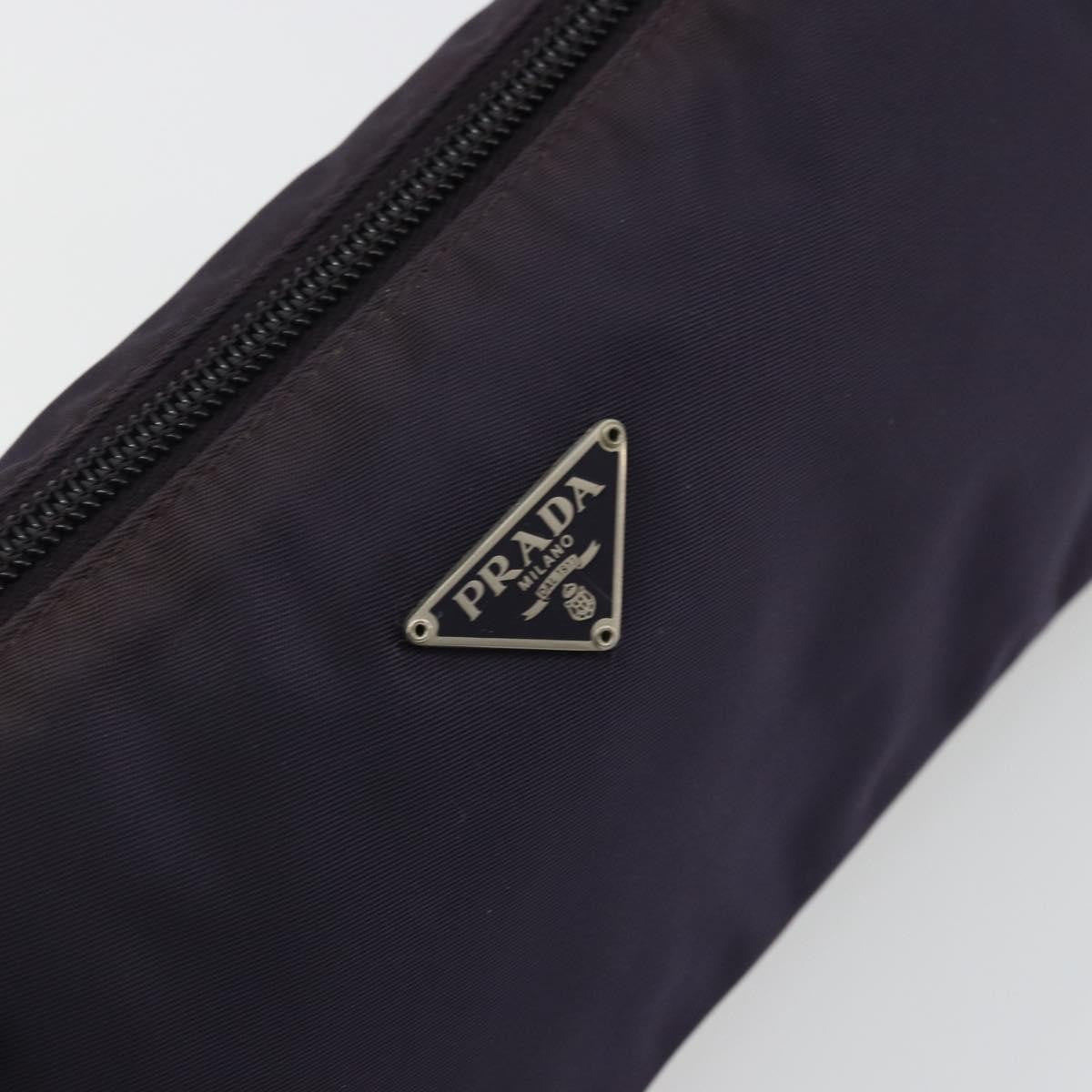 Prada PRADA Pouch Hand Bag Nylon Purple Silver Authentic 175303
