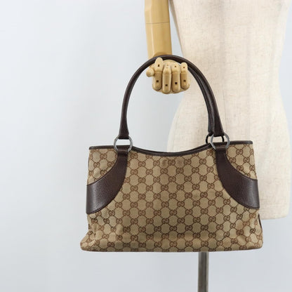 Gucci GUCCI GG Canvas Tote Bag Beige Silver 113015 Authentic kk644
