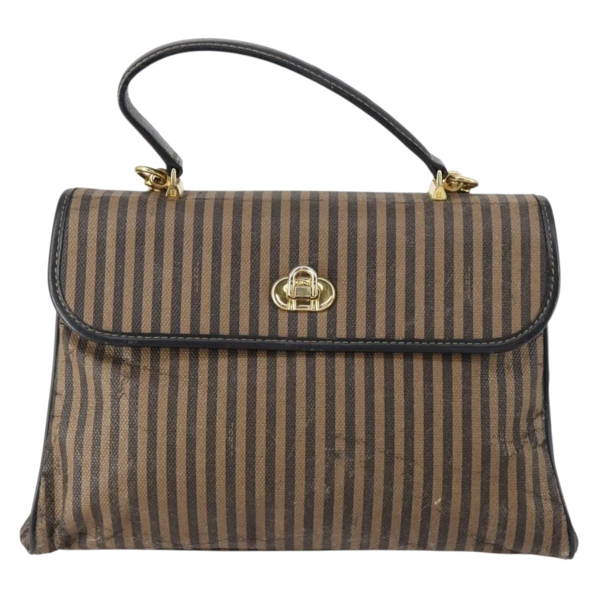 Fendi FENDI Pecan Canvas Hand Bag 2way Black Brown Authentic mr1555