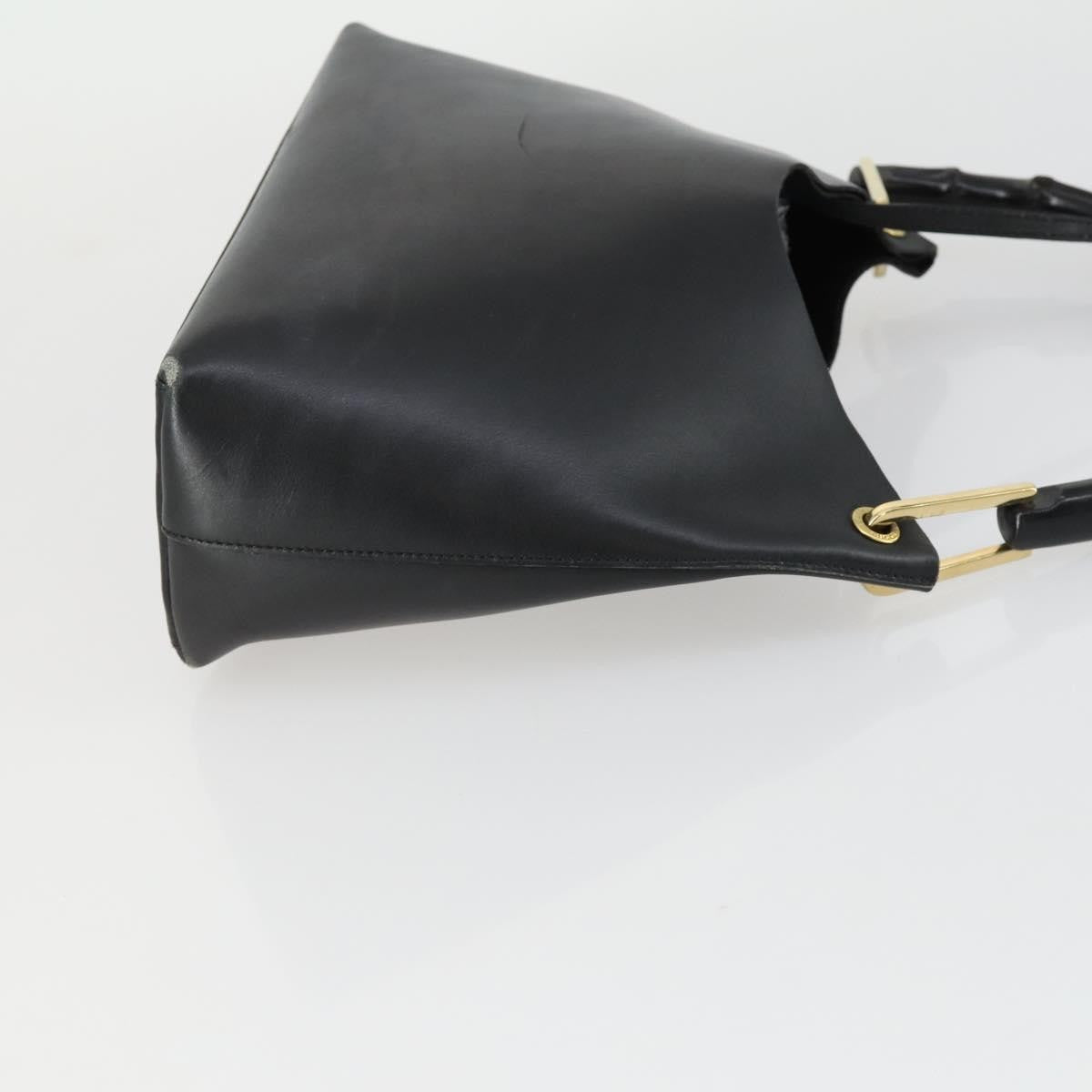 Gucci GUCCI Bamboo Shoulder Bag Leather Black Gold 001 1998 1883 Authentic 161727