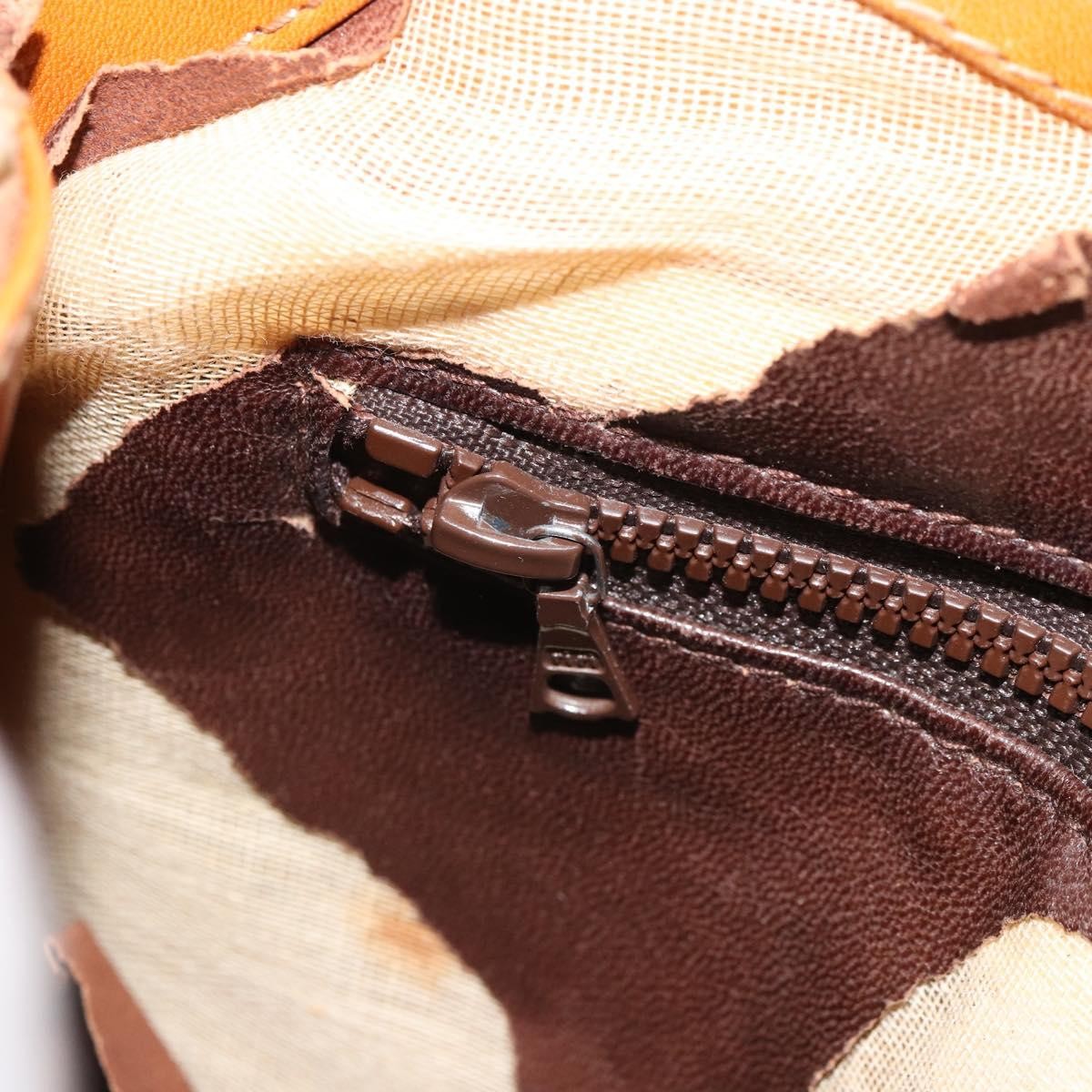 Celine CELINE Shoulder Bag Leather Brown Gold Authentic 166334