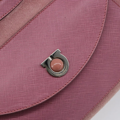 Salvatore Ferragamo Salvatore Ferragamo Gancini Hand Bag Suede Leather Pink Silver Authentic bs30801