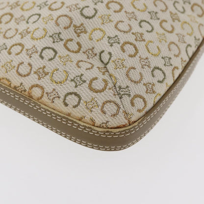 Celine CELINE C Macadam Canvas Shoulder Bag Beige Silver Authentic 176486A