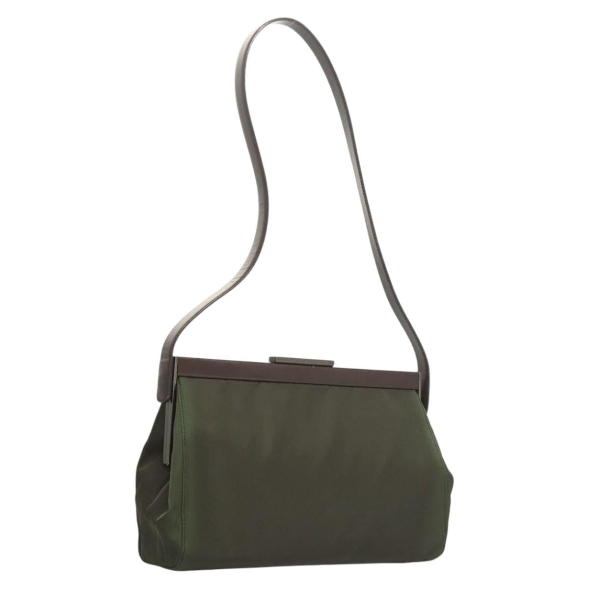 Prada PRADA Shoulder Bag Nylon Khaki Silver Authentic 123373