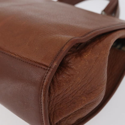 Burberrys Burberrys Nova Check Hand Bag Leather 2way Brown Gold Authentic bs33202