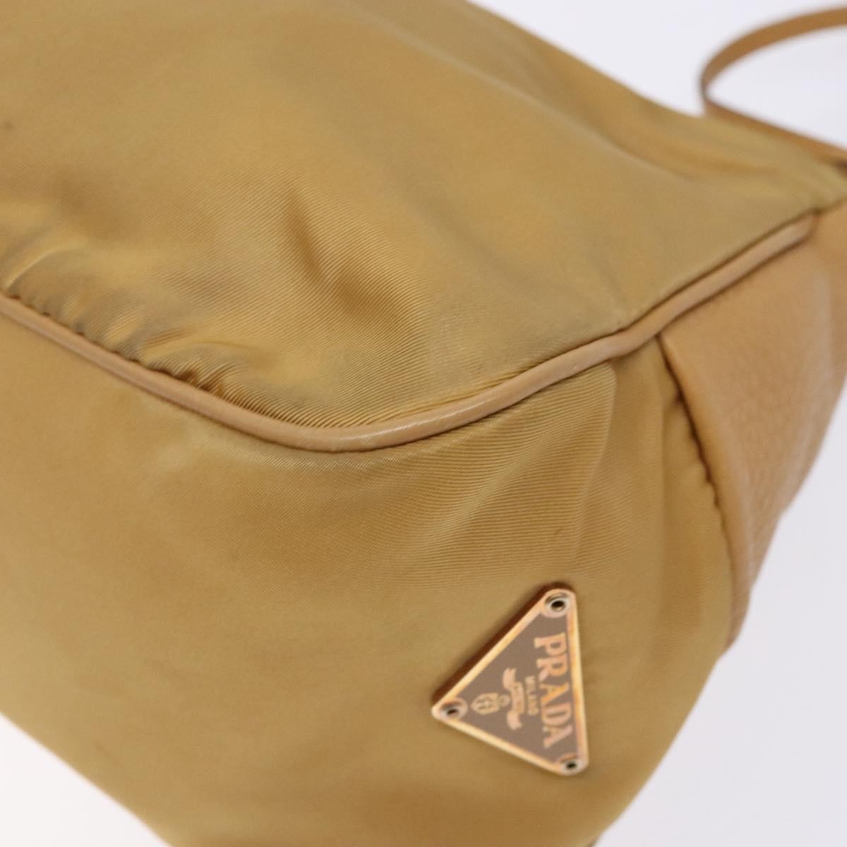 Prada PRADA Shoulder Bag Nylon Beige Gold Authentic 131423