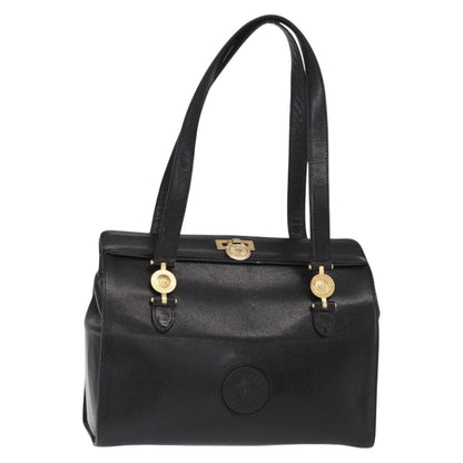 Versace VERSACE Tote Bag Leather Black Gold Authentic BA8013