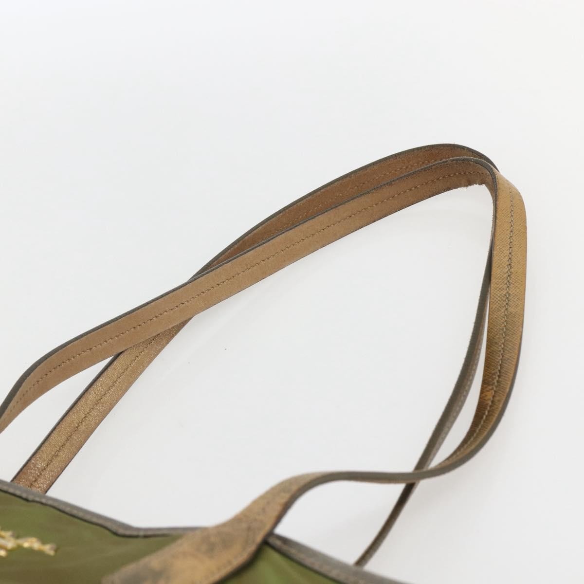 Prada PRADA Hand Bag Nylon Khaki Gold Authentic 159131