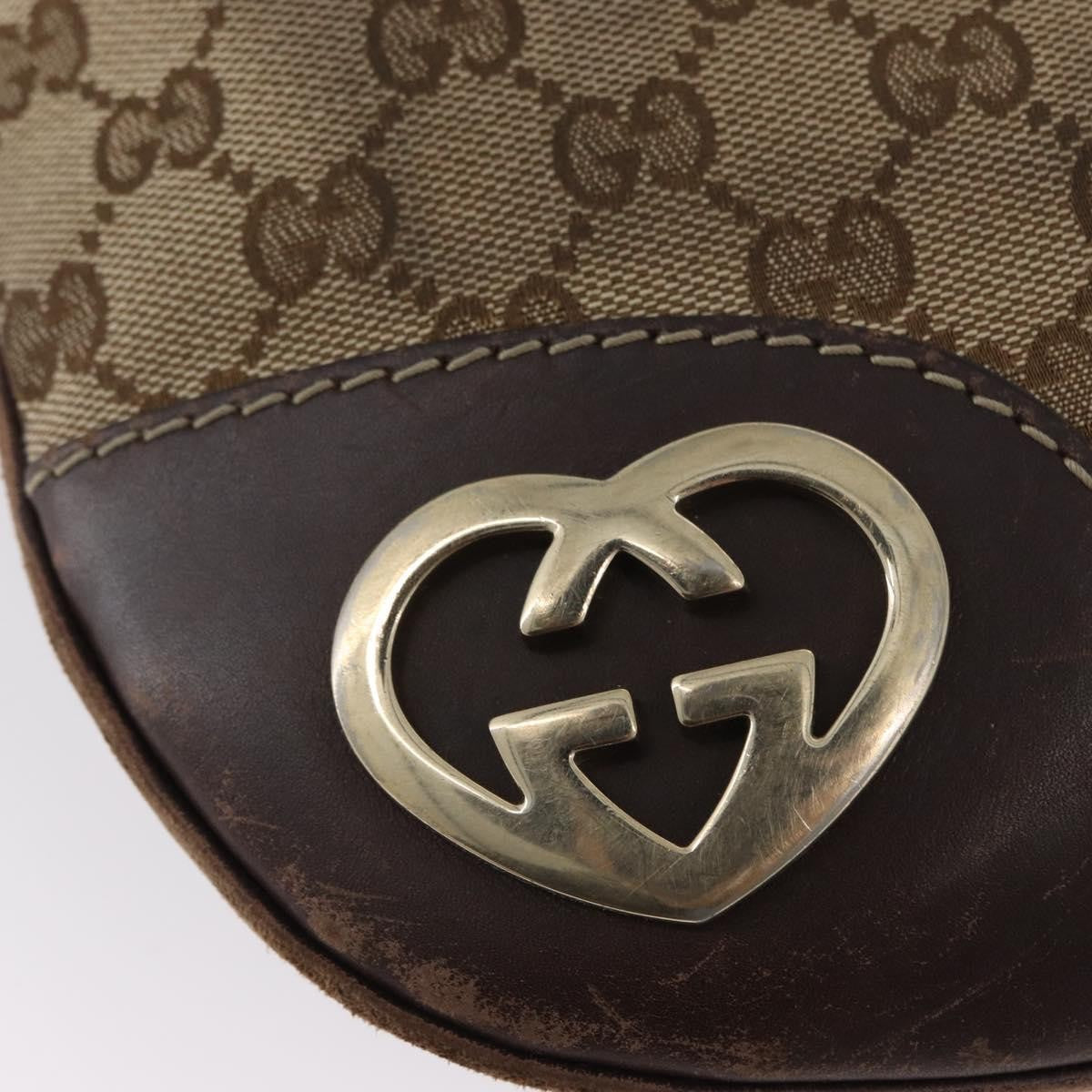 Gucci GUCCI GG Canvas Shoulder Bag Beige Gold 257072 Authentic gh1853