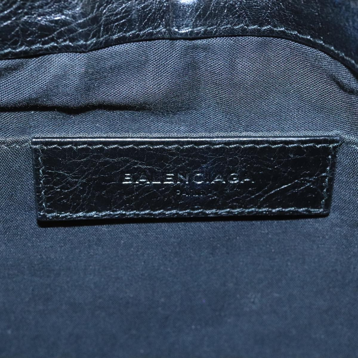Balenciaga BALENCIAGA Clutch Bag Leather Black Silver 273023 Authentic bs19499