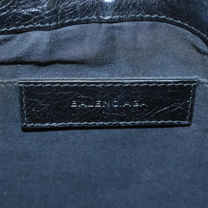 Balenciaga BALENCIAGA Clutch Bag Leather Black Silver 273023 Authentic bs19499