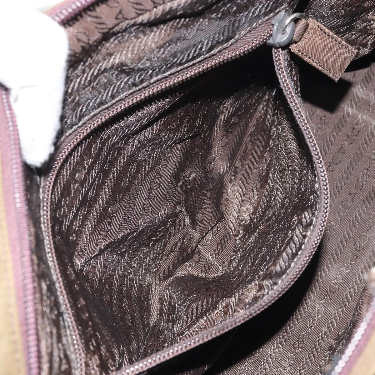 Prada PRADA Hand Bag Nylon Khaki Silver Authentic BA10374