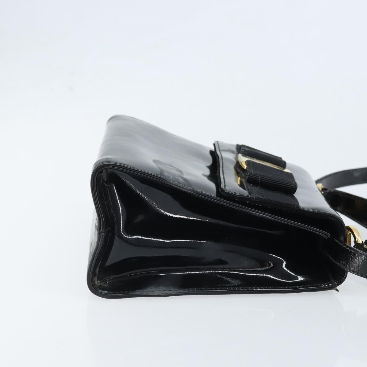 Salvatore Ferragamo Salvatore Ferragamo Vala Hand Bag Patent leather 2way Black Gold Authentic LNZ738